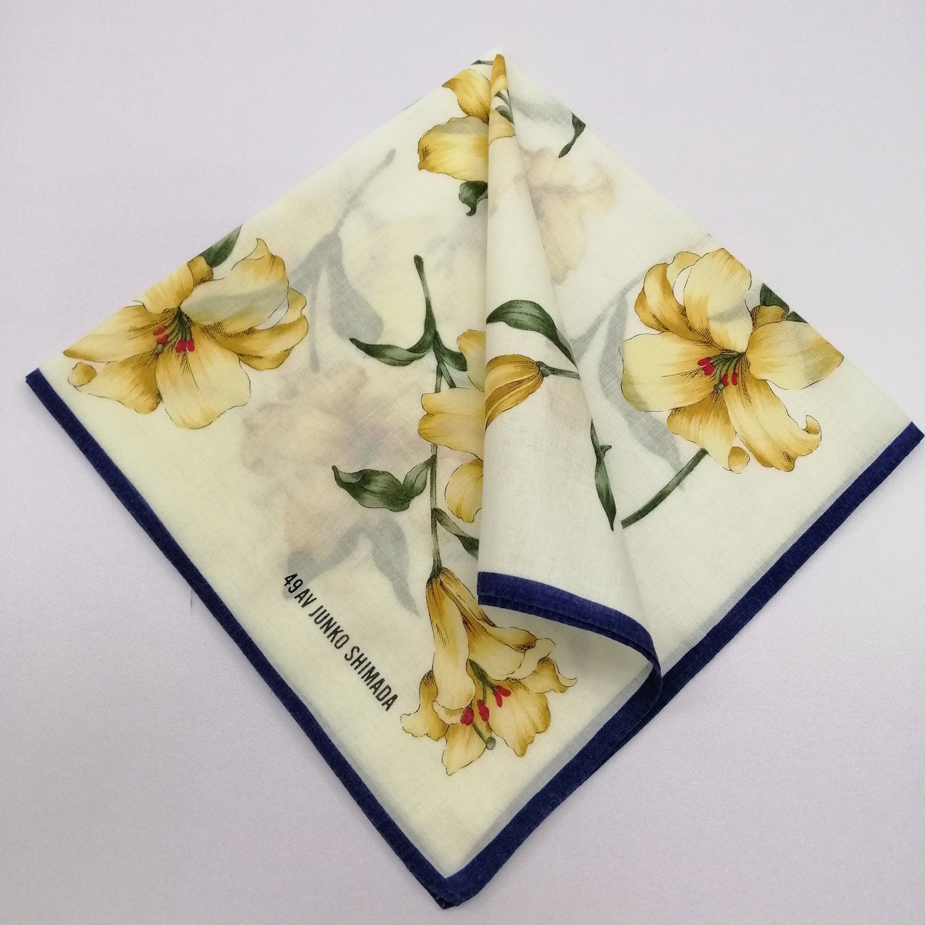 Vintage Junko Shimada Handkerchief: Floral Pocket Square, Neck