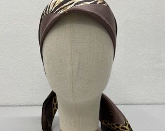 Vintage Carlos Falchi Silk Handkerchief - Animal Print Babushka