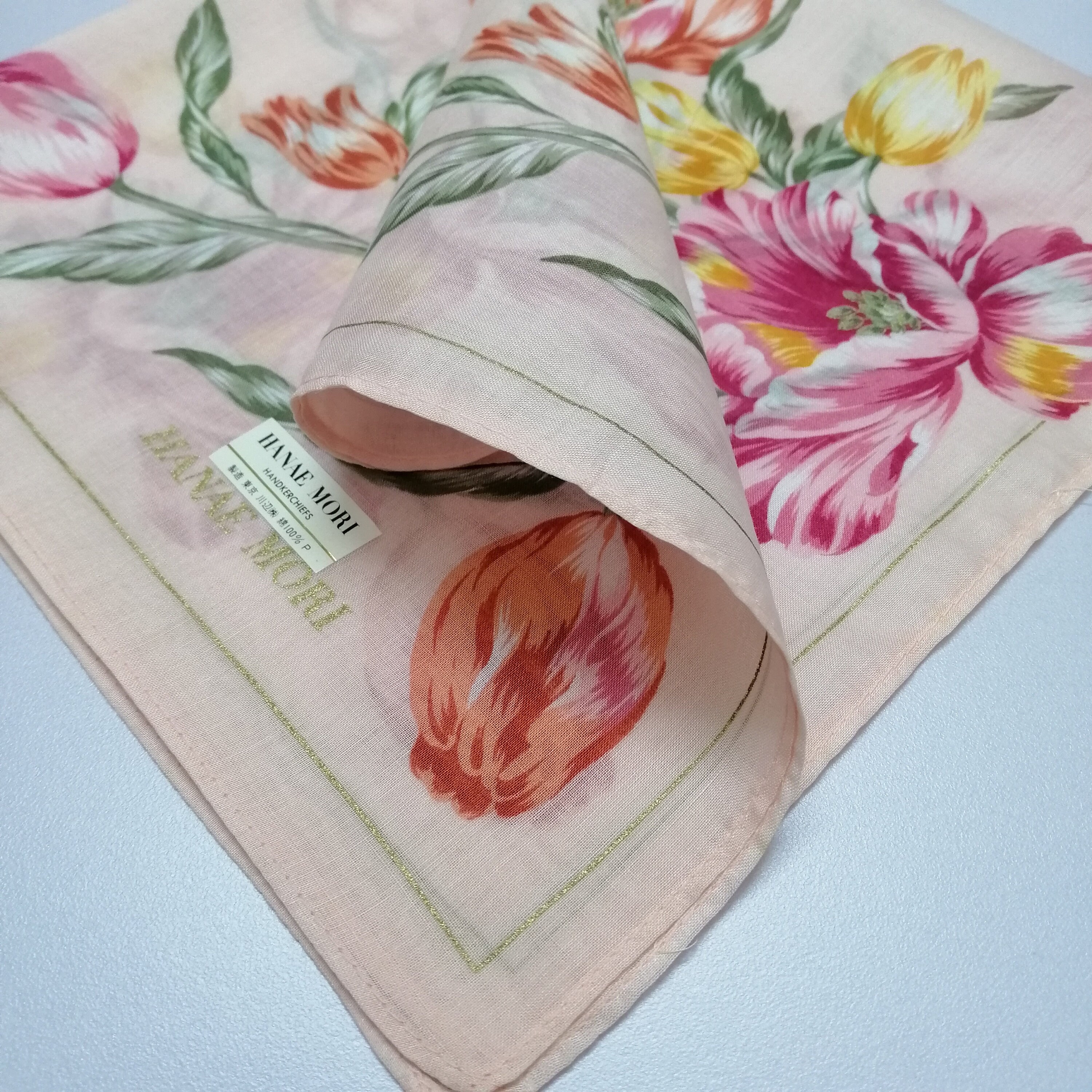Vintage Hanae Mori Handkerchief, Hanae Mori Bandana, Flower