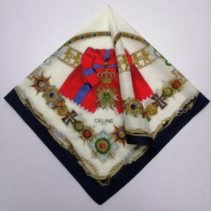 Vintage Celine Handkerchief, Celine Bandana Accessories, Celine Pocket Square, Celine Scarf, Celine Neck Scarf
