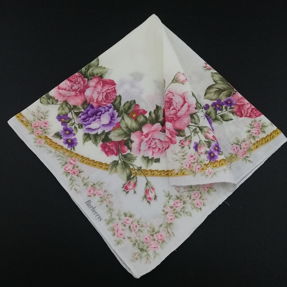 BURBERRY FLORAL HANDKERCHIEF Silk handkerchief Burberry Grey in Silk - 55597998 main image 4