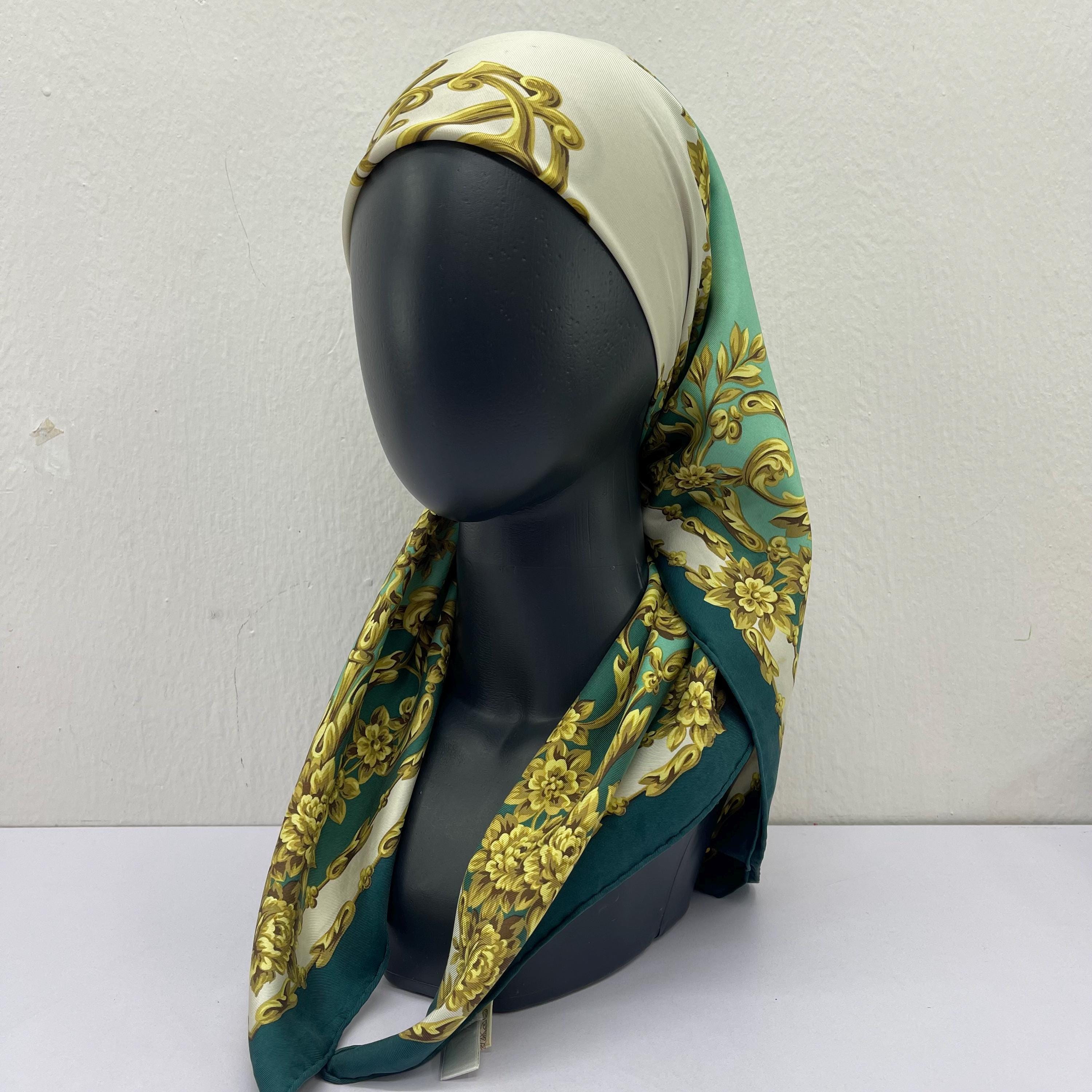 Vintage Christian Dior Silk Scarf: Babushka Design, 34x34 Inches
