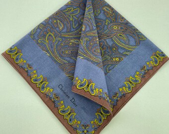 Vintage Christian Dior Handkerchief, Dior Bandana Accessories, Dior Pocket Square, Dior Scarf, Dior Neck Scarf