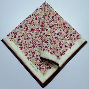 Vintage 90s Burberry Handkerchief, Burberry Bandana Accessories, Burberry Pocket Square, Burberry Scarf, Burberry Neck Scarf