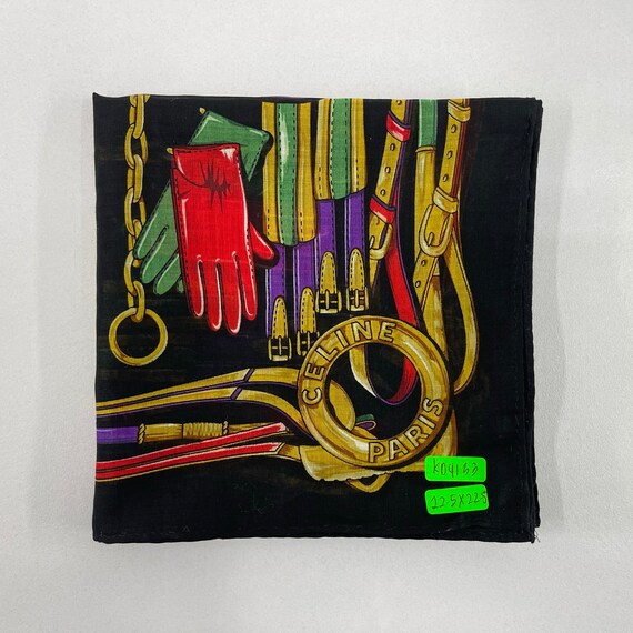 Vintage Celine Head Scarf: Equestrian Print Bandana (22.5  display picture 2