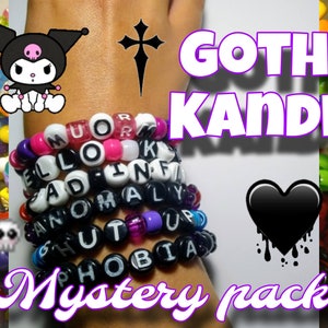 Random Dark Goth Aesthetic Kandi Mystery Grab Bag with 1-15 Bracelets