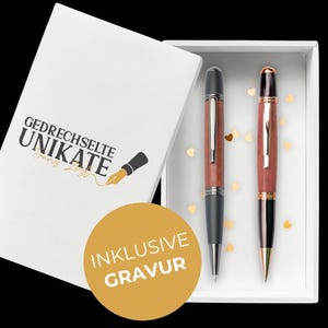 Vatertags-Maxi-Paket: Handgefertigter Drehkugelschreiber & Drehbleistift aus edlem Padouk Holz – Exklusives Geschenk 2025
