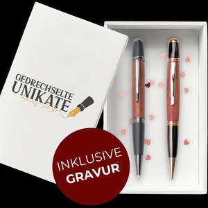 Muttertag-Maxi-Paket: Handgefertigter Drehkugelschreiber & Drehbleistift aus edlem Padouk Holz – Exklusives Geschenk 2025