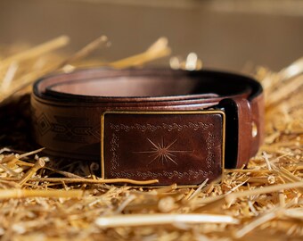 Vintage Leather Belt, 100% Real Leather Belt for Men, Gift