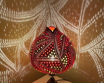 Red Decorative Light,Gourd Lamp,Table Lamp,Acrylic Bead Lamp,FATHER'S Day Gift,Gift for Girl
