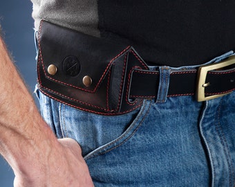 Leather belt wallet, belt card holder, travel wallet, waist wallet, small leather wallet