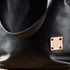 Classic leather tote bag, leather purse, minimalist tote, shoulder bag image 7