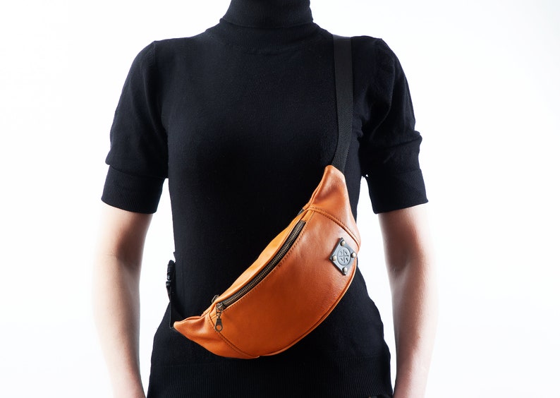 Leather fanny pack crossbody bag belt bag sling bag image 8