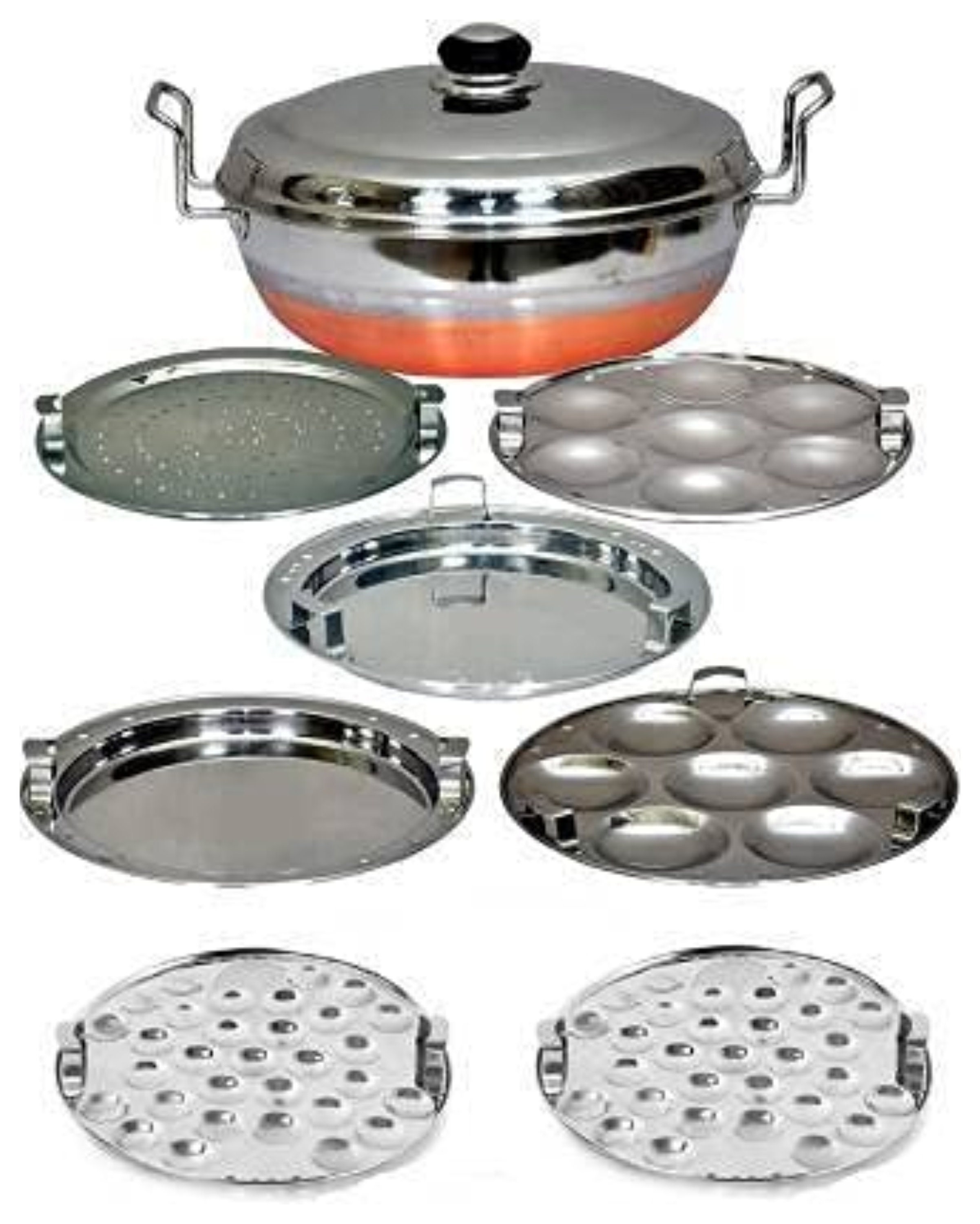 2idli,2Dhokla,1PatraPlate Induction Steamer Cooker Kadai For Kitchen Essentials 