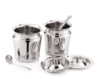 Ghee Pot Steel and Copper Bottom Oil Container 250 ml Ghee Pot Steel and Copper Bottom Oil Container 250 ml