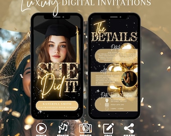 Graduation Video Invitation, Animated Grad Announcement, Graduation Invite, Graduate Invite, College Party Evite, Grad Party Template eCard