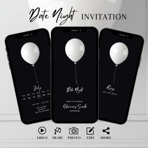 Convite elegante para encontro romântico, convite de aniversário animado minimalista, convite para festa masculina, modelo digital elegante, cartão eletrônico editável feminino