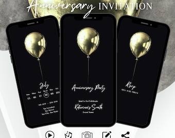 Elegant Anniversary Party Invitation Wedding, Minimalist Vow Renewal Invite, Classy Cream Digital Template, 30th, 40th, 50th Lime Ecard