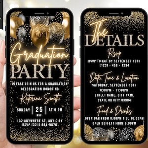 Digital Graduation Party Invitation, Animated College Grad Party Message Invite For Her or Him, She Did It Evite, Editable Itinerary eCard