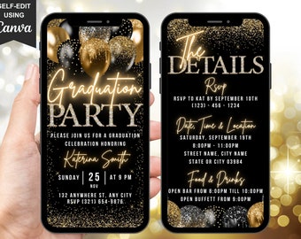 Digital Graduation Party Invitation, Animated College Grad Party Message Invite For Her or Him, She Did It Evite, Editable Itinerary eCard