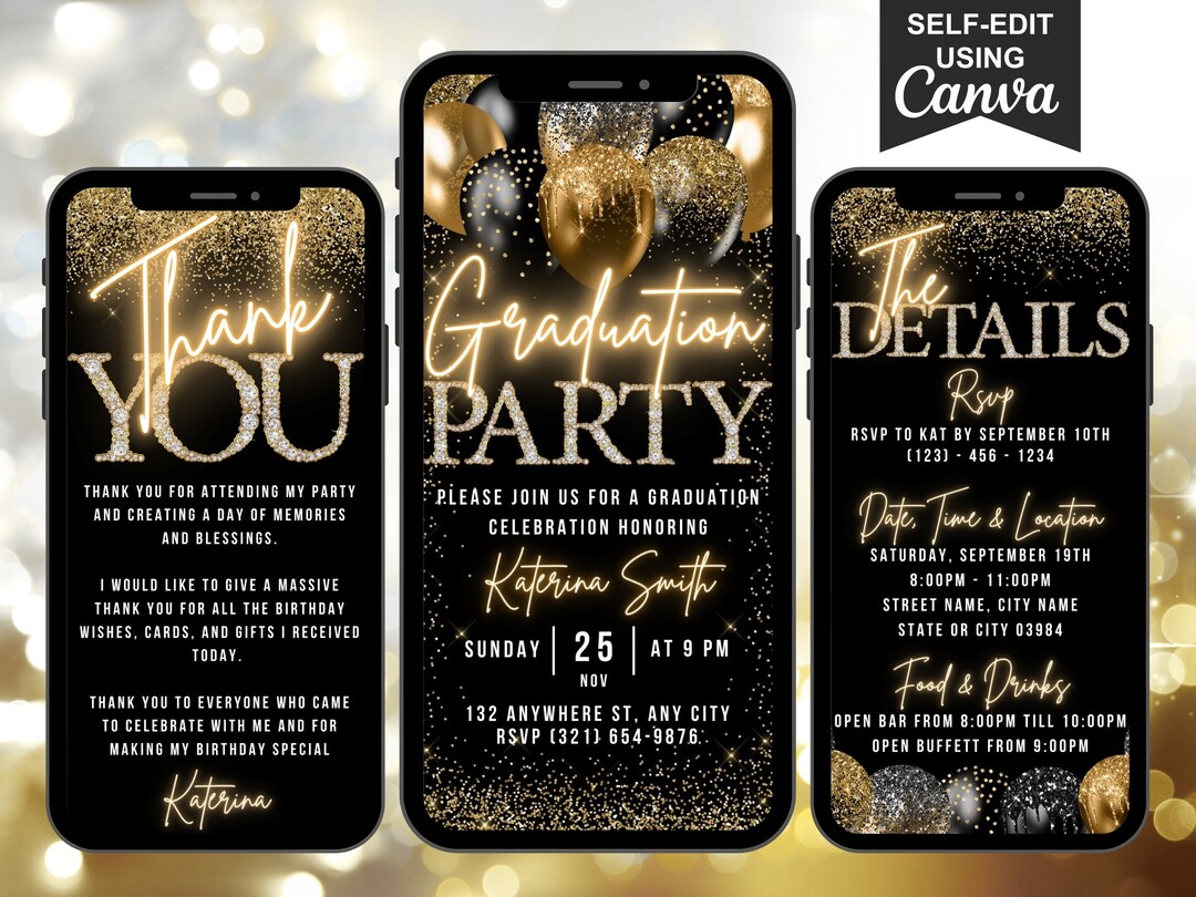 Digital Graduation Party Invitation, Animated Grad Announcement Invite ...