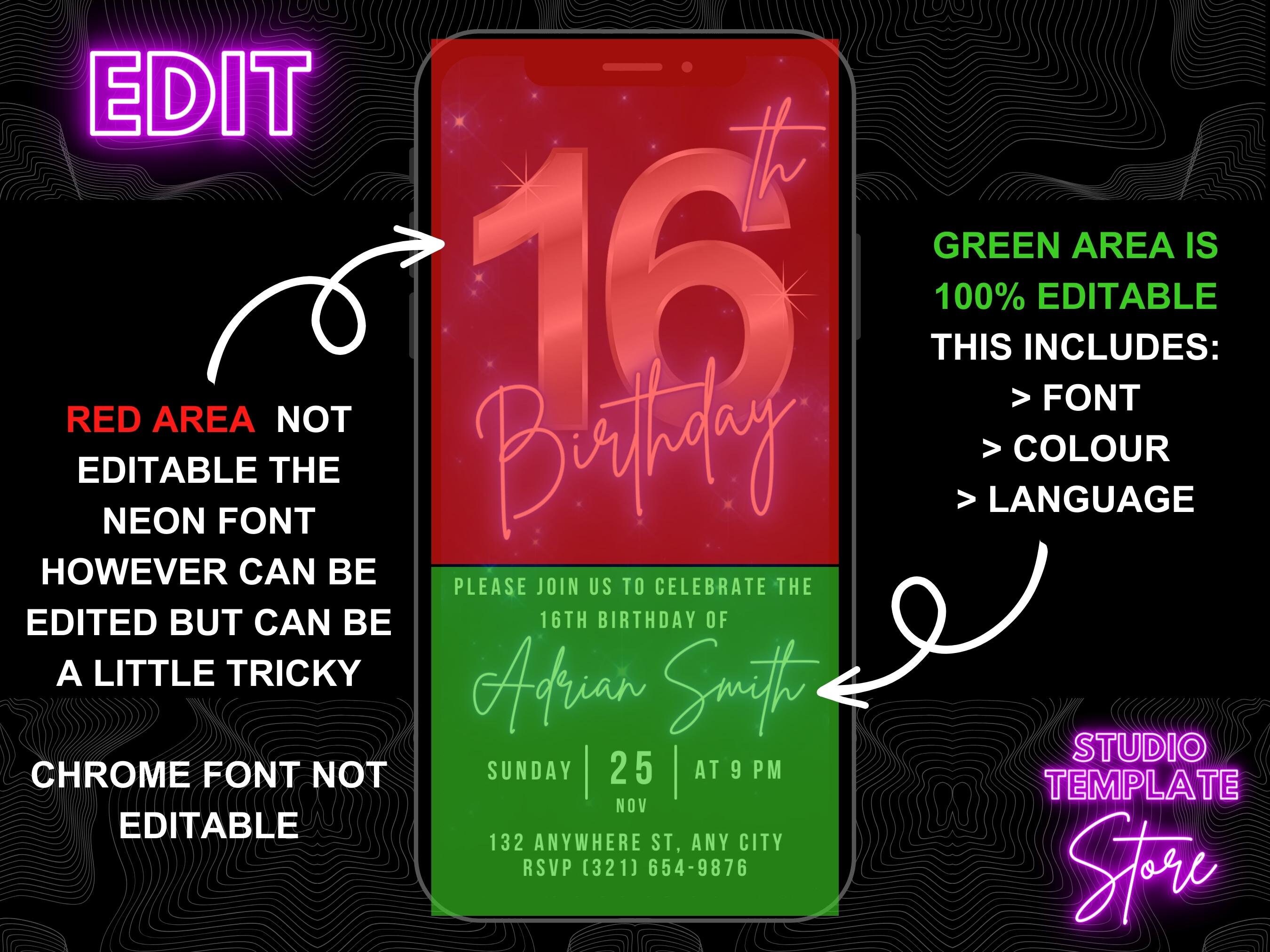 Digital 16th Birthday Invitation, Animated Sweet 16th Birthday Party ...