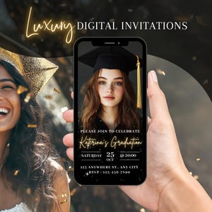 Grad Party Evite with Photo, Animated Graduation Invitation Template, Editable Digital Text Message Invite, College Grad, Class of 2025