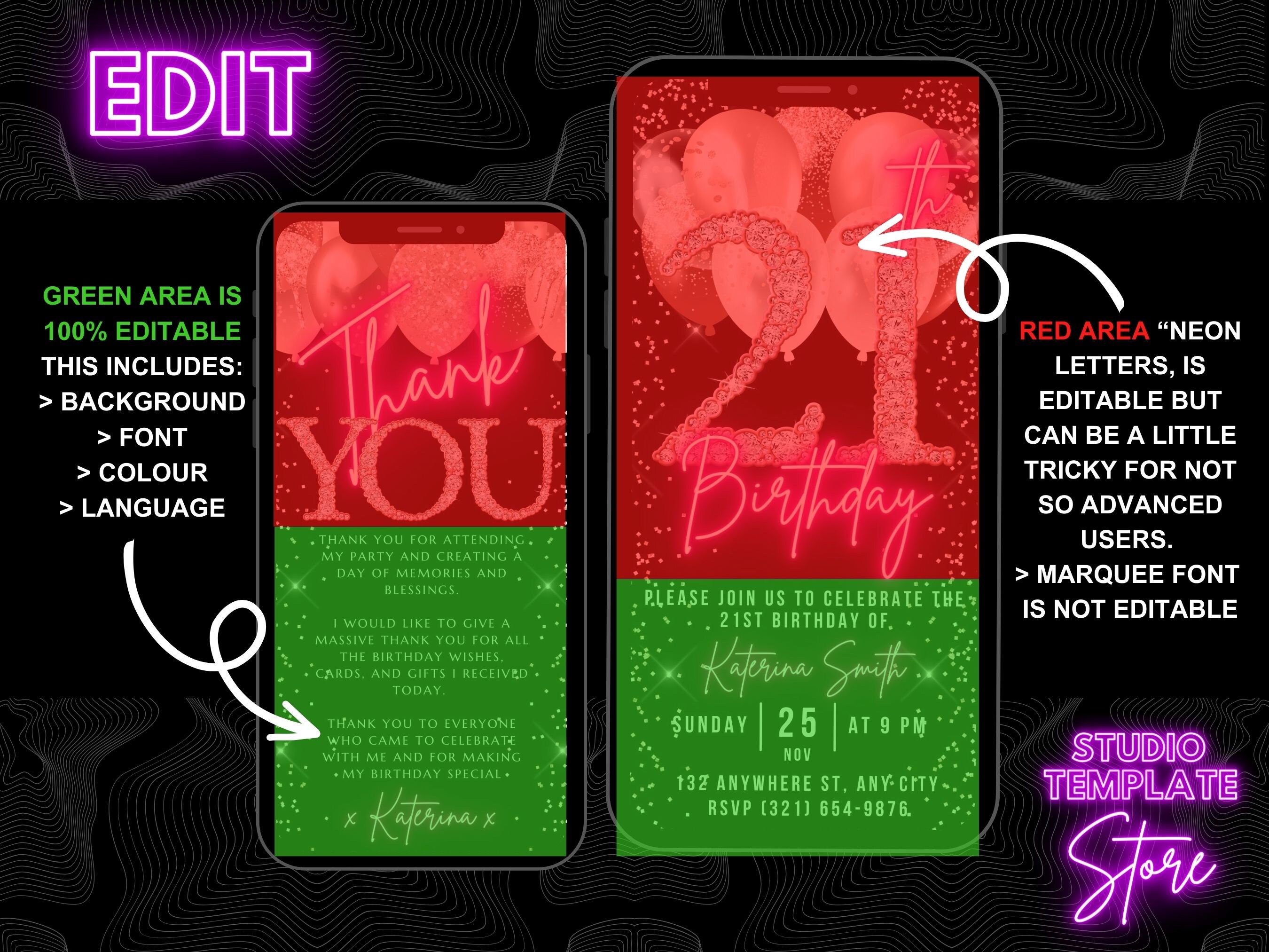 Digital 21st Birthday Invitation Animated 21st Party Invite - Etsy