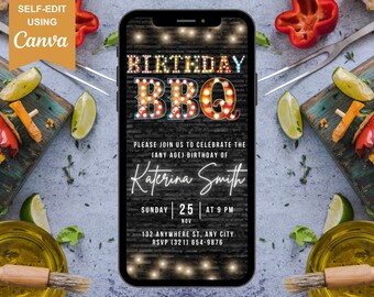 Birthday BBQ Invitation Digital Grill and Chill Invite, BBQ Invite, Combined Birthday Virtual Invite, Grill Party Invite, Cookout Invitation