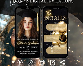 Electronic Photo Invitation Graduation Party, Editable College Grad Announcement, Digital Graduate Party Evite, Editable Template Download