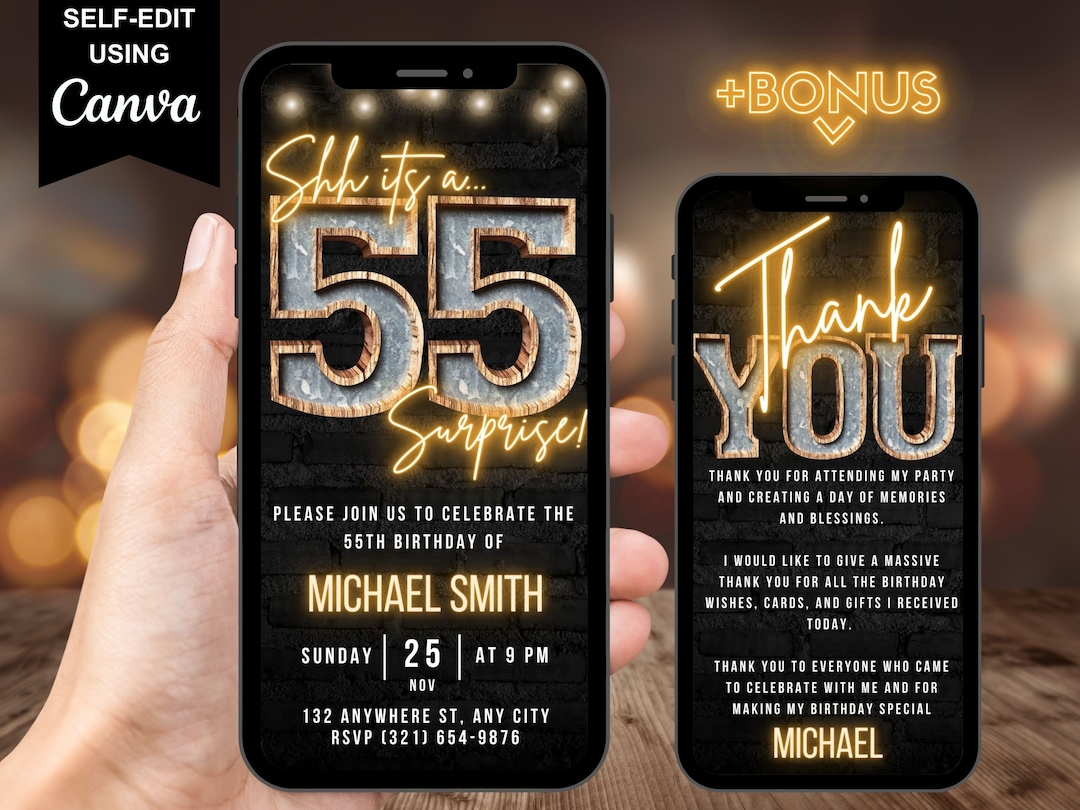 Digital Surprise 55th Birthday Invitation, Animated Backyard BBQ Invite ...