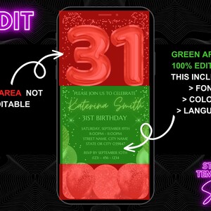Digital 31st Birthday Invitation, Animated Thirty First Party Invite ...