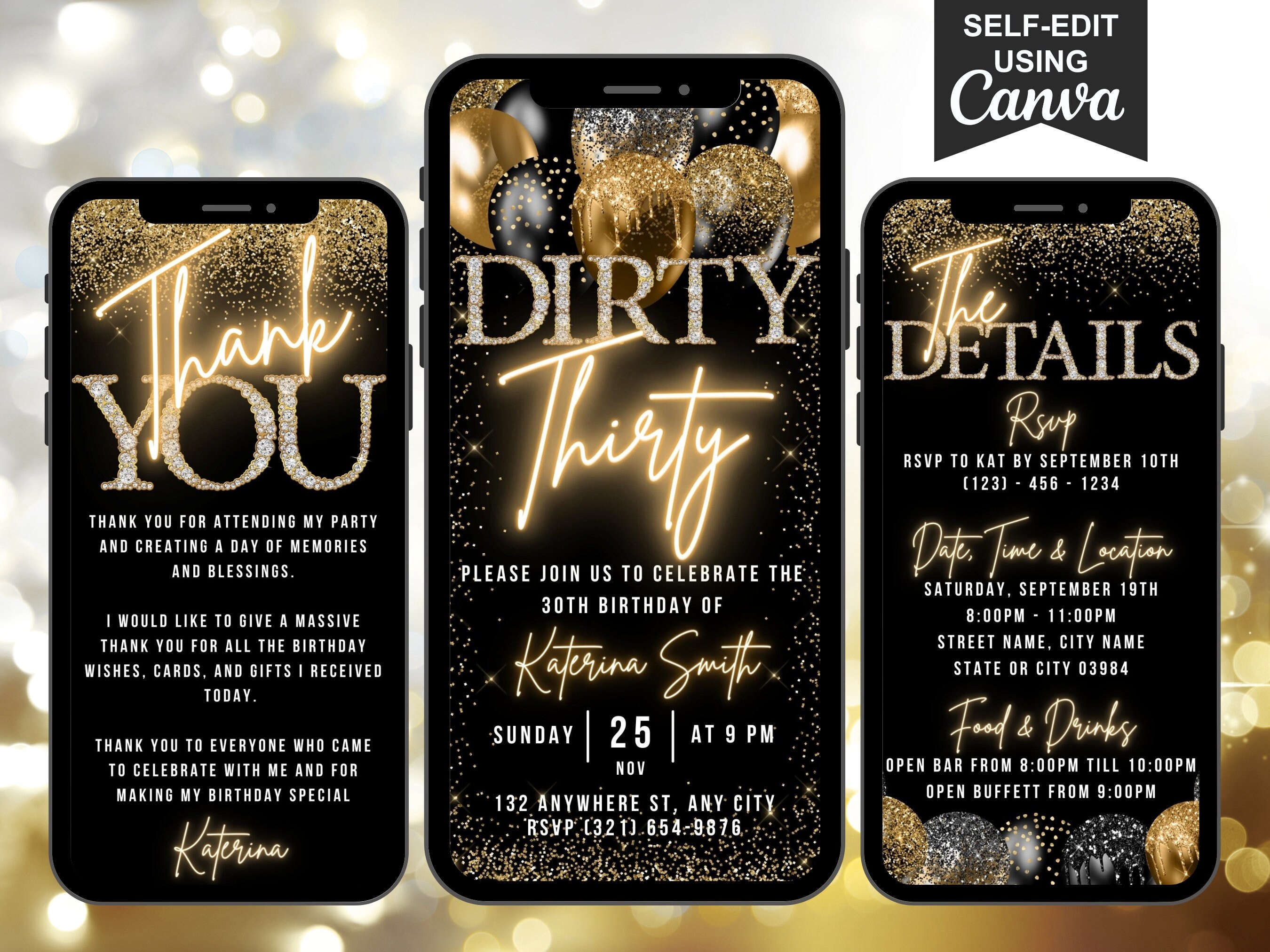 Dirty Thirty Evite - Etsy