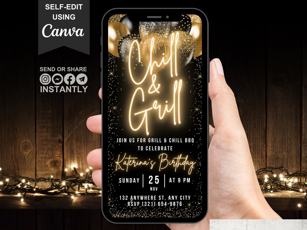 Photo inspiration: Picture Idea: Digital Chill Grill Bbq Invitation Animated Birthday Backyard Patio