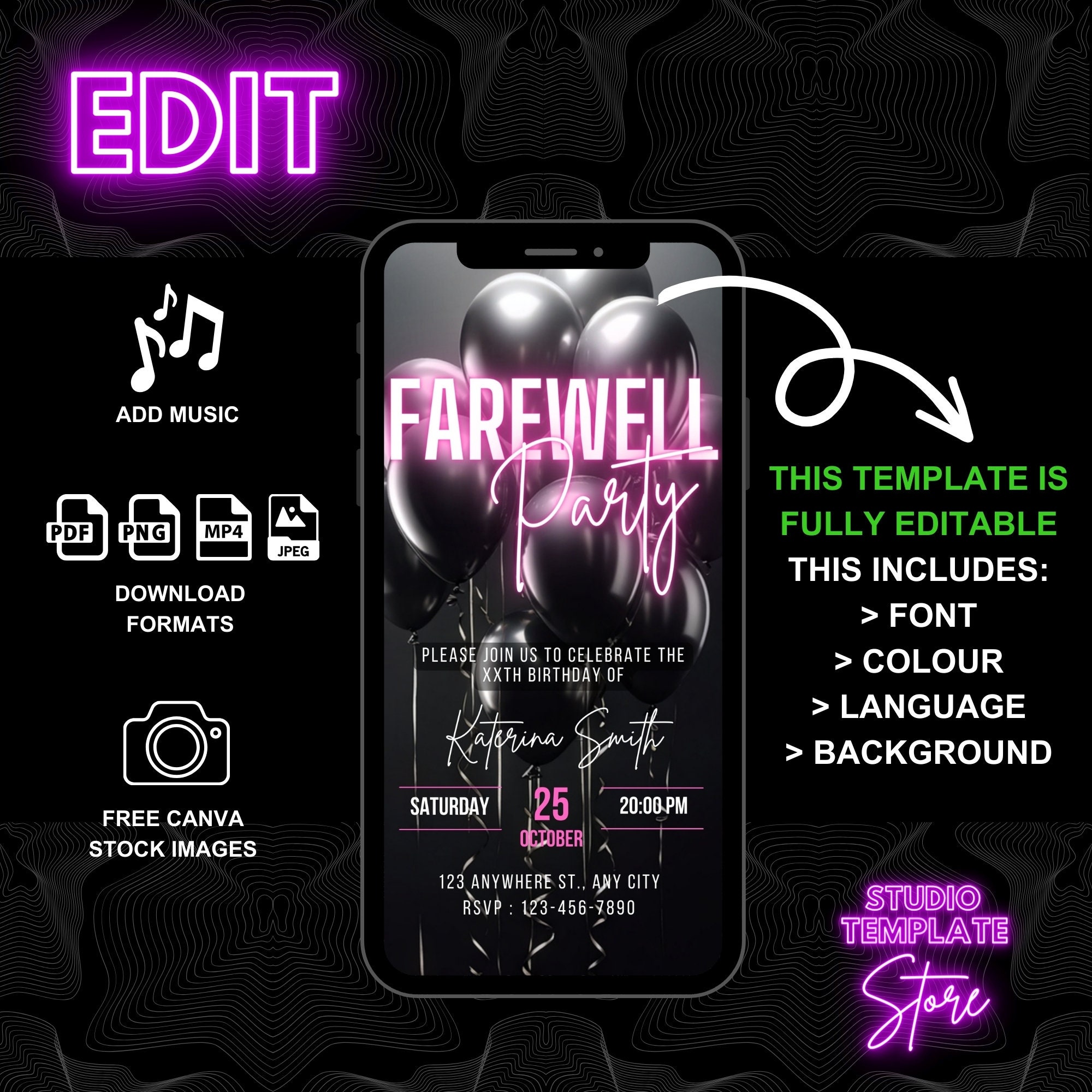 Digital Farewell Party Invitation, Animated Moving Going Away Invite ...