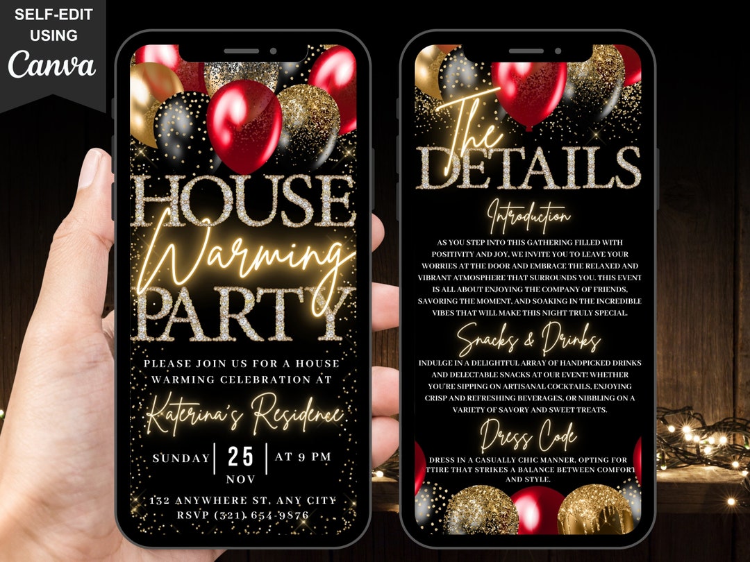 Digital Housewarming Party Invitation, Animated New Home Invite, Red ...