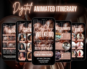 Girls Trip itinerary, itinerary template,  travel itineray, Birthday Weekend Invitation, Weekend Itinerary, Digital Schedule