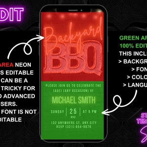 Digital Backyard BBQ Invitation, Animated Rustic Marquee Birthday Barbecue Invite, Patio Party Evite For Men, Self Editable Template eCard image 3
