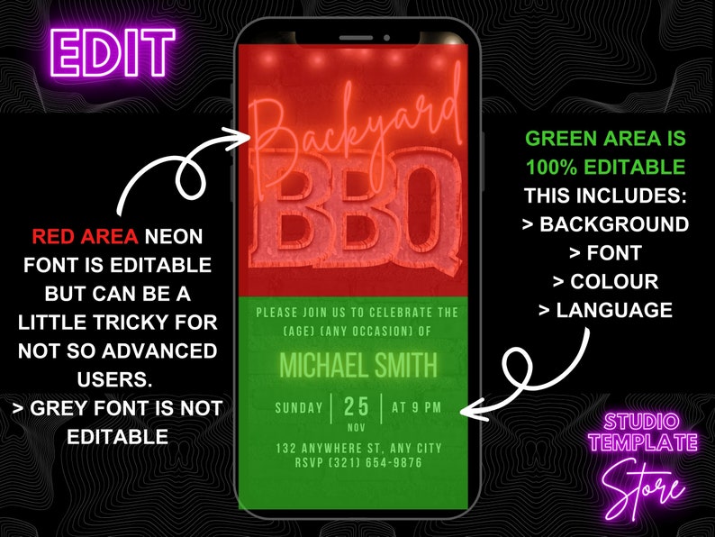 Digital Backyard BBQ Invitation, Animated Rustic Marquee Birthday Barbecue Invite, Patio Party Evite For Men, Self Editable Template eCard image 3
