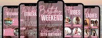 Digital Birthday Weekend Invitation, Animated Travel Itinerary, Rose Gold Miami Vacation Schedule Trip Evite, Editable Planner Template