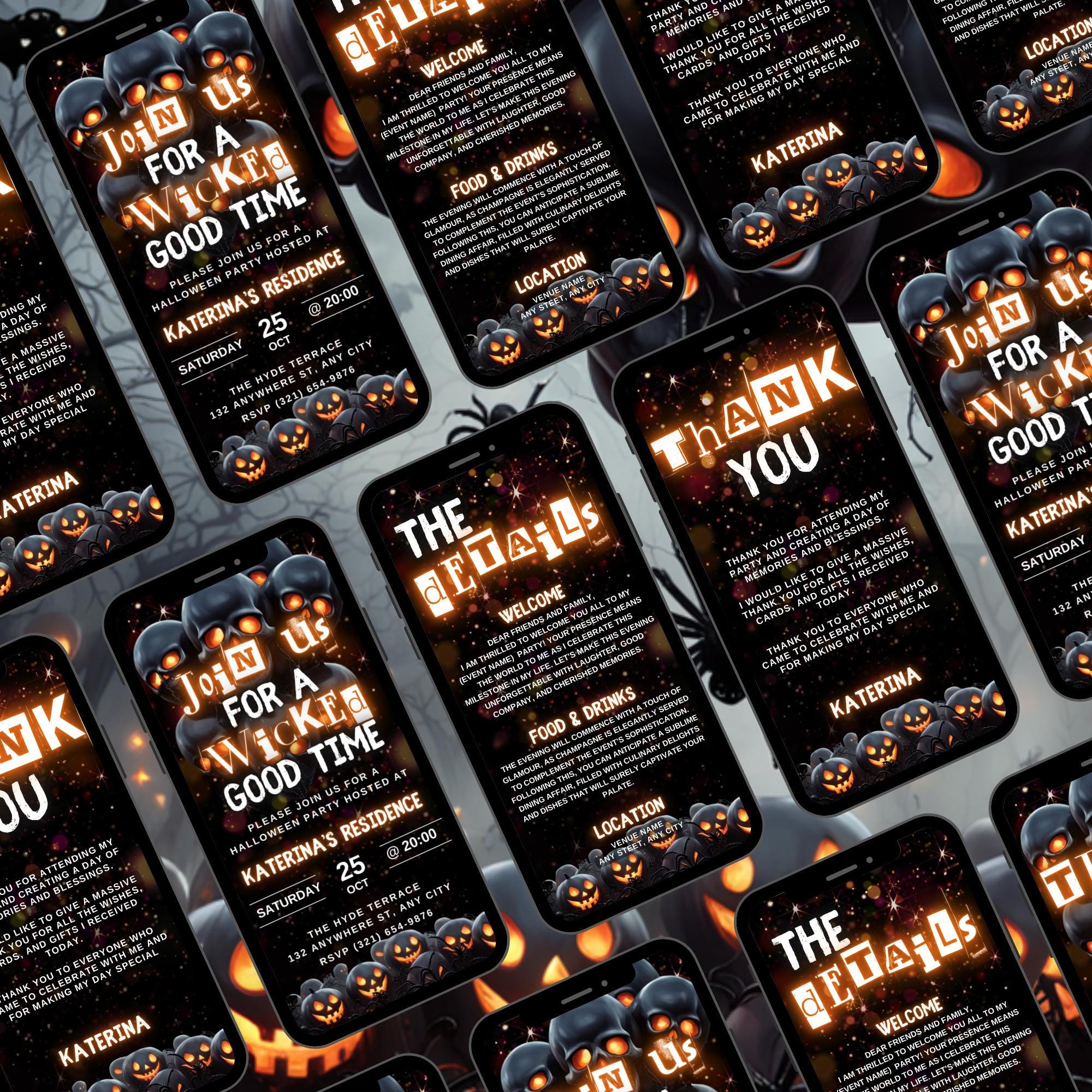 Digital Wicked Good Time Party Invitation, Download Halloween Skull ...