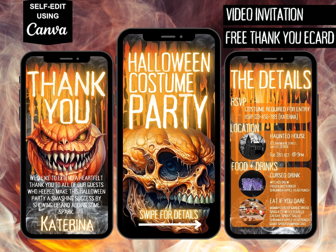 Safetalk Invitations Digital Halloween Party Invitation, Electronic Phone Text Email Evite ...