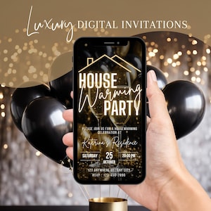 Digital Housewarming Party Invitation, Animated House Warming Invite, Gold New Apartment Home Evite, Self Editable Video Template Ecard