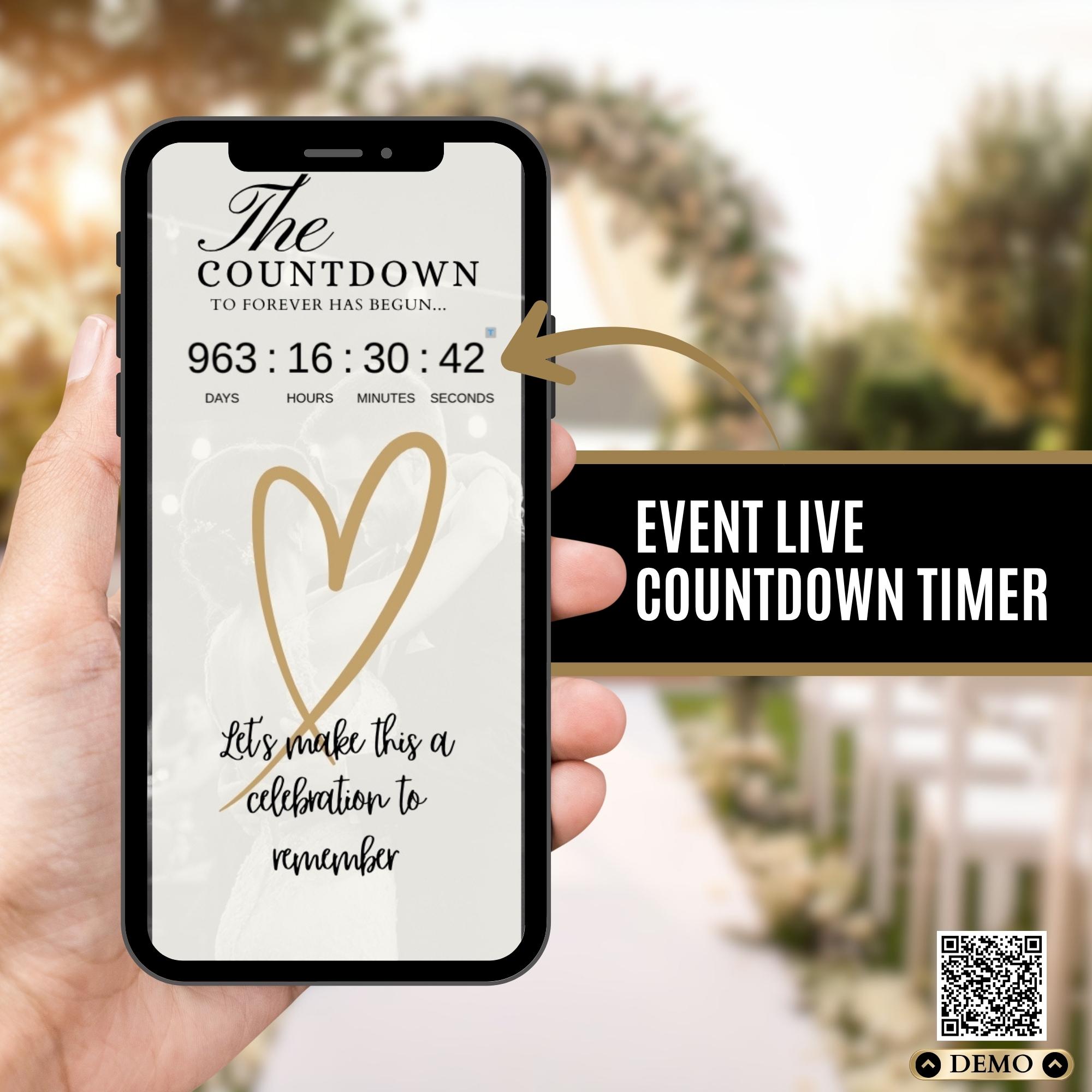 RSVP Wedding Invitation Website, Countdown Timer, Gold Black Online ...
