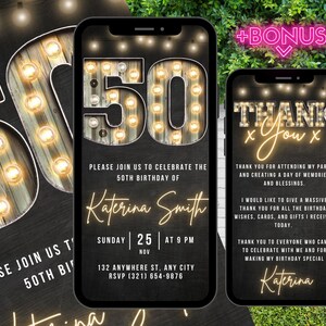 50th Digital Flyer Birthday Invitation, 50 BBQ Party Video Invite For Him, Surprise Fifty Evite For Men, Self Editable DIY Template eCard