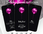Elegant Birthday Brunch Invitation, Minimalist Animated Invite, Pink Party Evite For Men, Classy Digital Template, Editable Ecard For Women