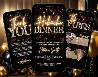 Digital Hibachi Invitation, Birthday Dinner Invite, Japanese Restaurant, Hibachi Party, Hibachi Night, Email Invitation, Hibachi Template