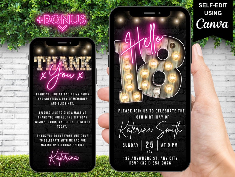 Digital Hello 18th Birthday Invitation, Animated Dinner Party Invite ...