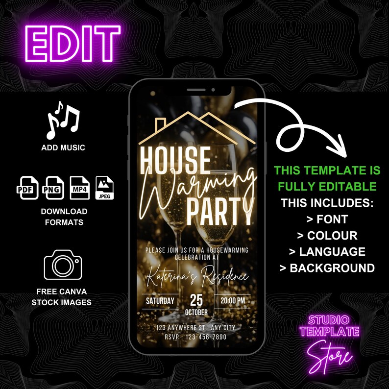 Digital Housewarming Party Invitation, Animated House Warming Invite ...