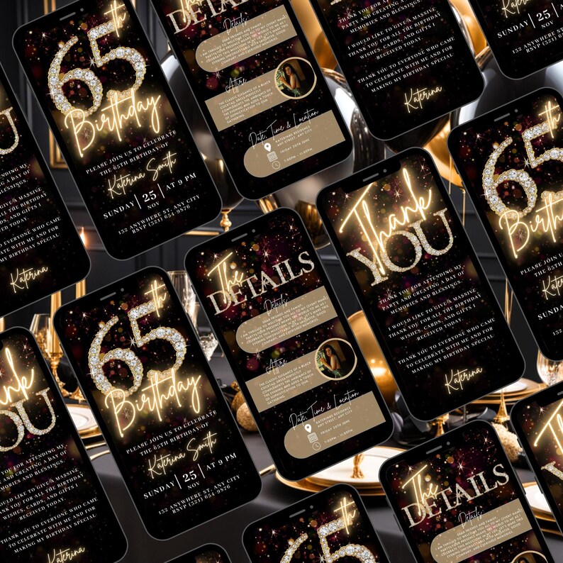 65th Digital Flyer Birthday Invitation, Surprise 65 Dinner Party Invite ...